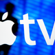 An advertisement for Apple TV in the shop-window of the flagship Apple store on Regent Street.